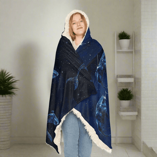 Cosmic Whale Snuggle Hooded BlanketAll Over Prints