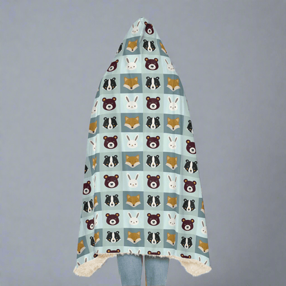 Cozy Animal Friends Blanket Hoodie - Perfect for Snuggling!All Over Prints