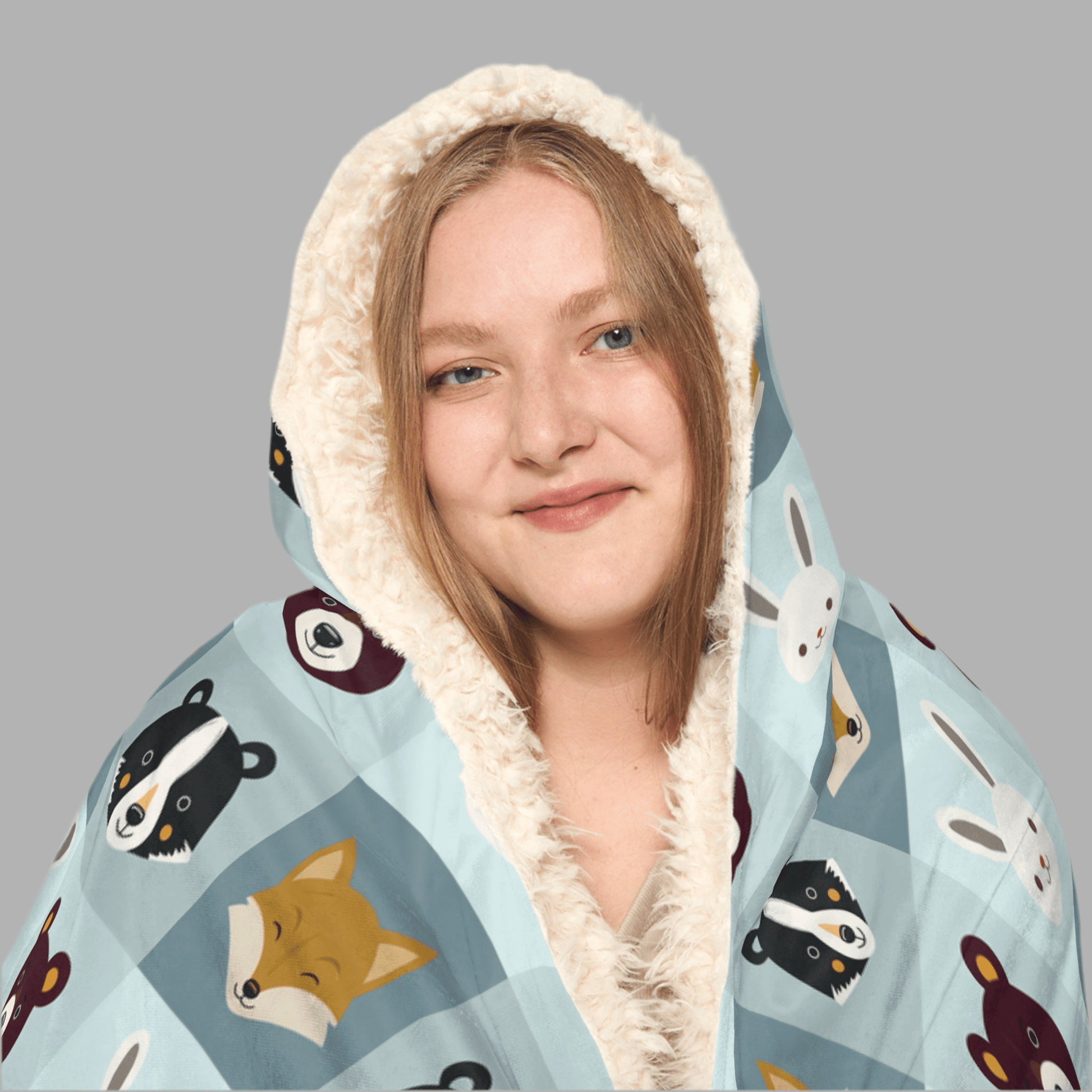 Cozy Animal Friends Blanket Hoodie - Perfect for Snuggling!All Over Prints