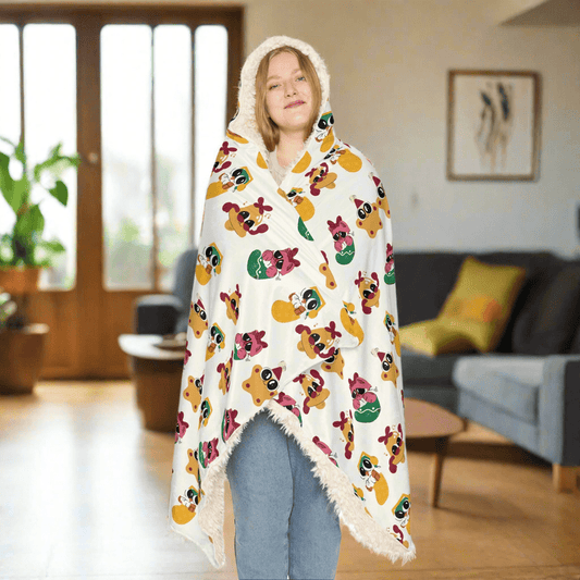 Cozy Animal Print Snuggle Hooded BlanketAll Over Prints