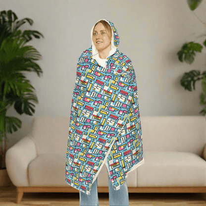 Cozy Hooded Snuggle Blanket - Colorful Geometric DesignAll Over Prints