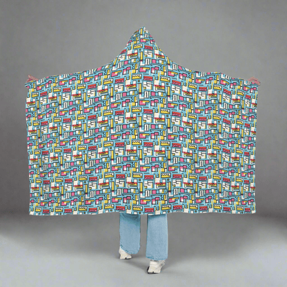 Cozy Hooded Snuggle Blanket - Colorful Geometric DesignAll Over Prints
