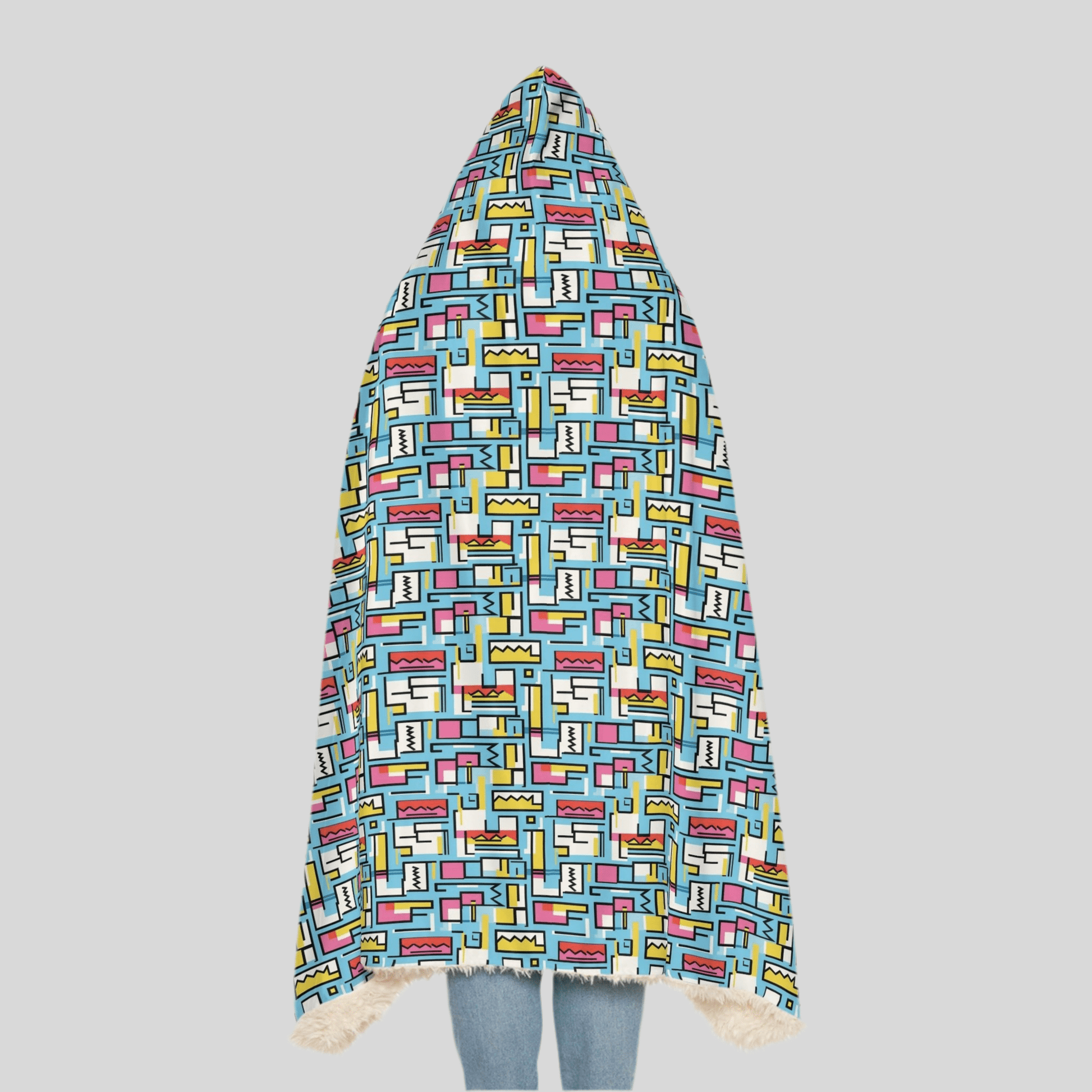 Cozy Hooded Snuggle Blanket - Colorful Geometric DesignAll Over Prints