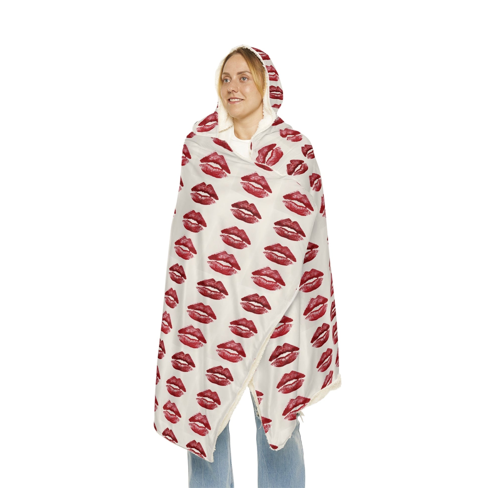 Cozy Snuggle Blanket with Lip Print - Perfect for Date Nights and Self - CareAll Over Prints