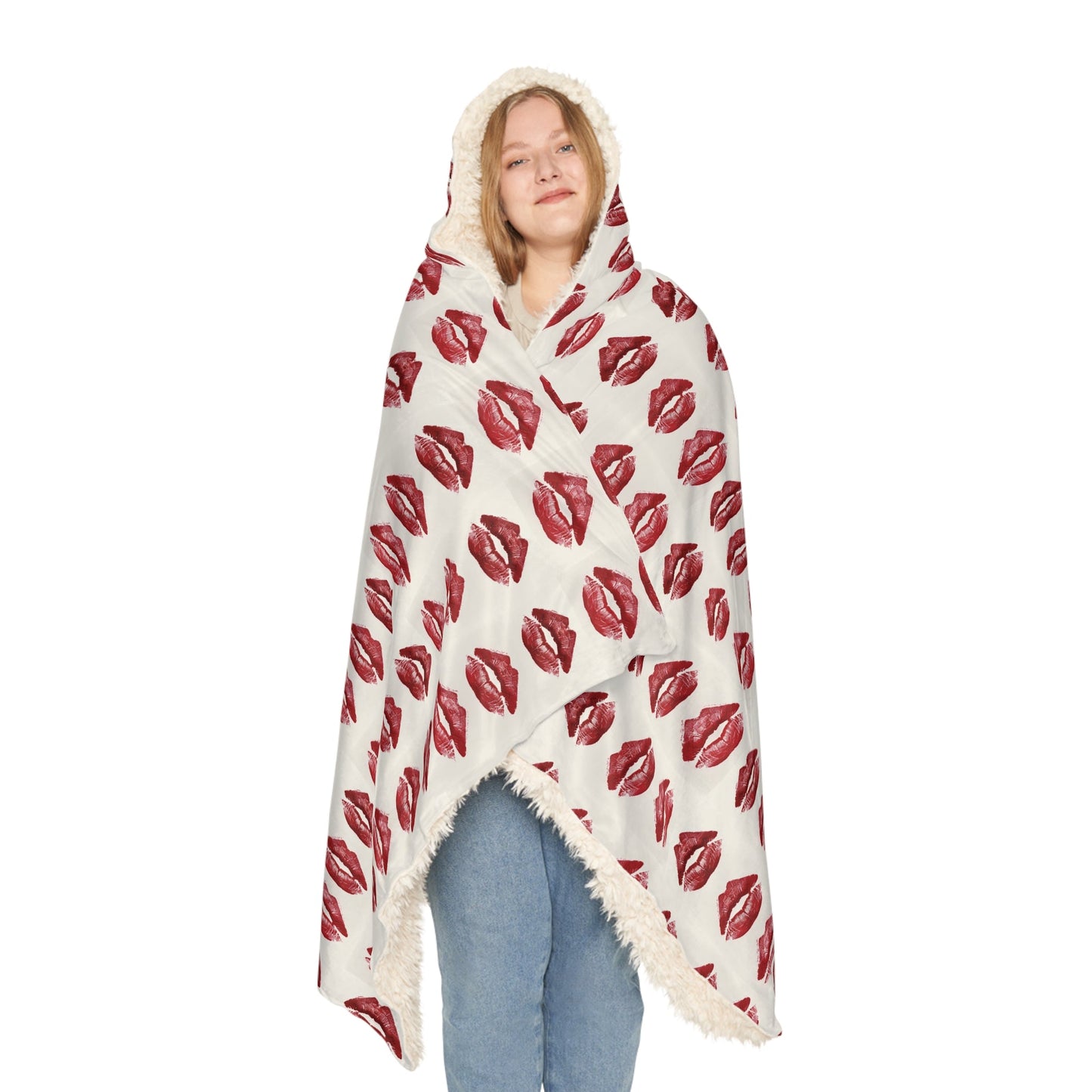 Cozy Snuggle Blanket with Lip Print - Perfect for Date Nights and Self - CareAll Over Prints