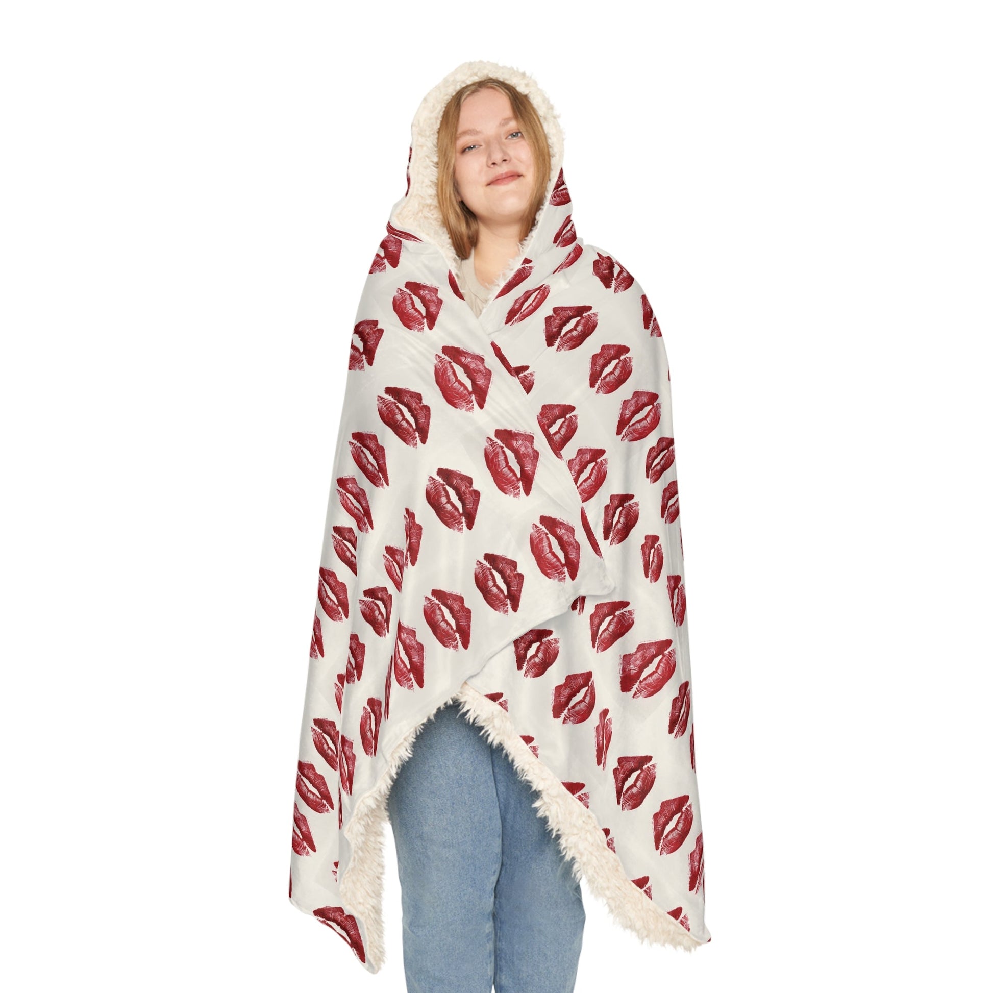 Cozy Snuggle Blanket with Lip Print - Perfect for Date Nights and Self - CareAll Over Prints