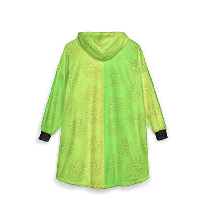 Cozy Sun Print Unisex Hooded Blanket - Warm, Soft Wearable ThrowAll Over Prints