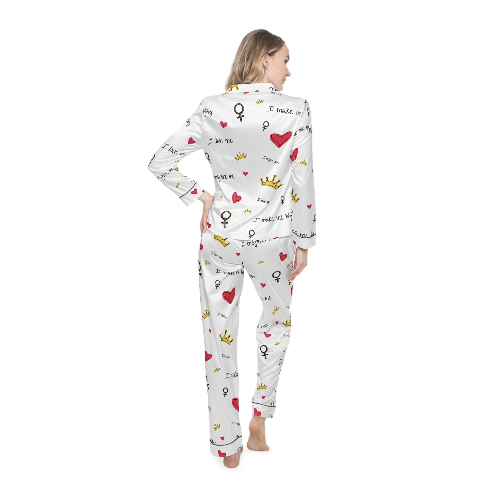 Crown Heart customised Satin Pajama SetAll Over Prints