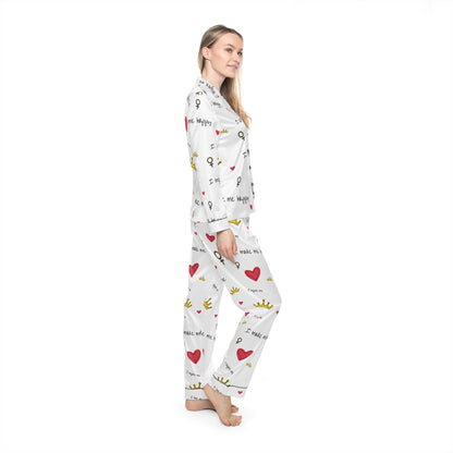 Crown Heart customised Satin Pajama SetAll Over Prints