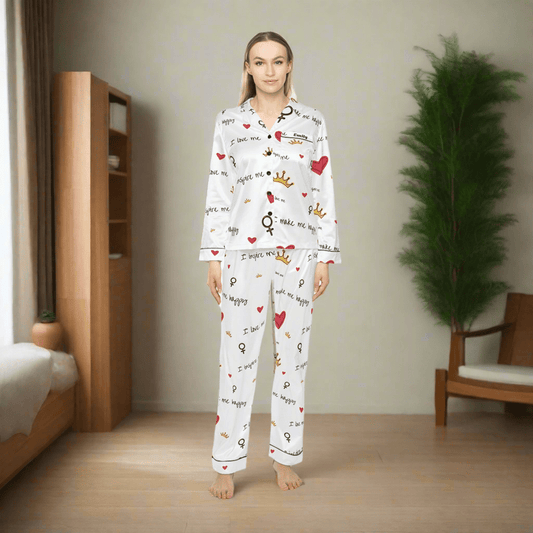 Crown Heart personalised women’s Pajama SetAll Over Prints