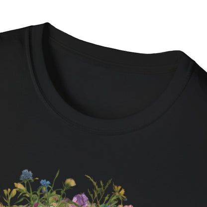 Labrador Retriever Surrounded by Colorful Flowers Tee