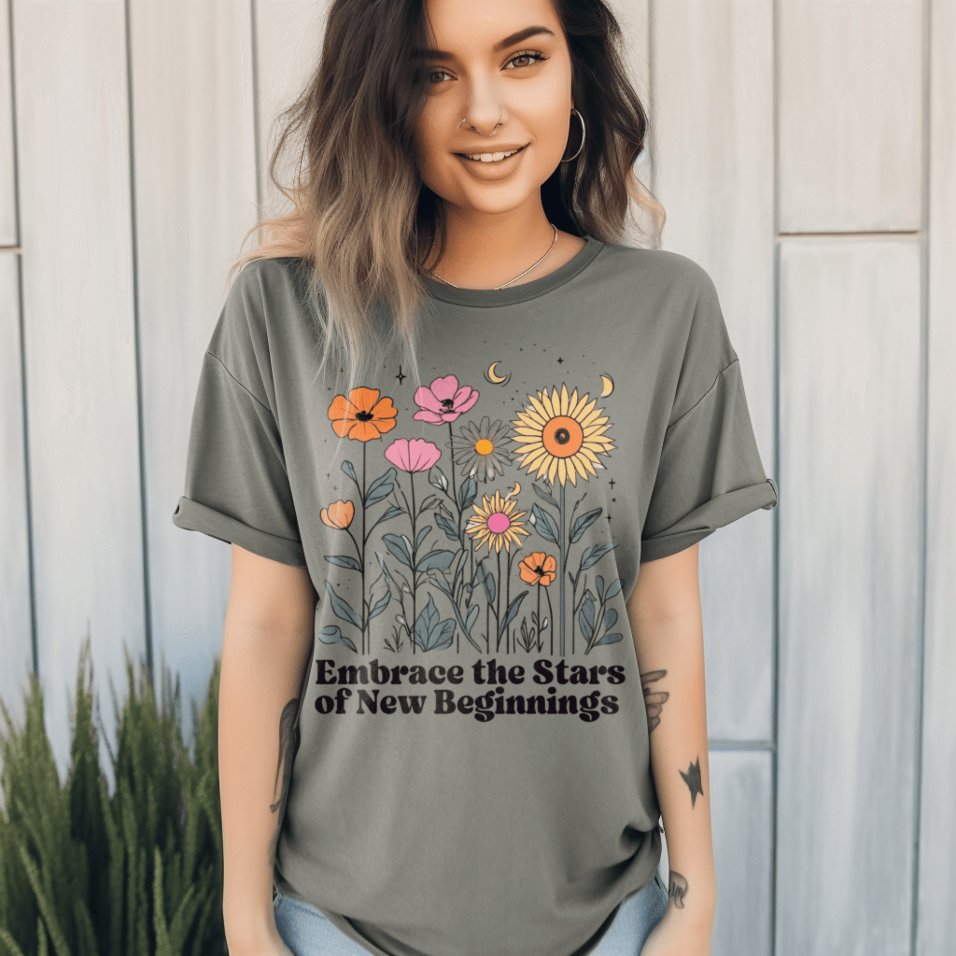 Embrace the Stars Floral T-ShirtT-Shirt