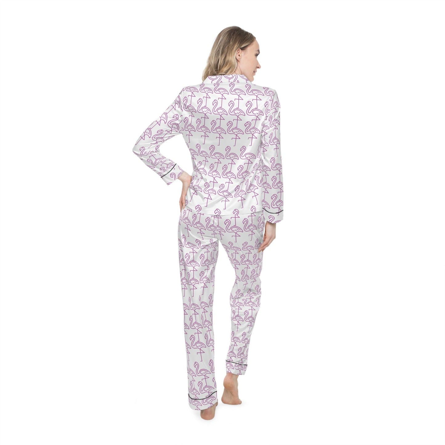 Flamingo Satin customised Pajamas SetAll Over Prints