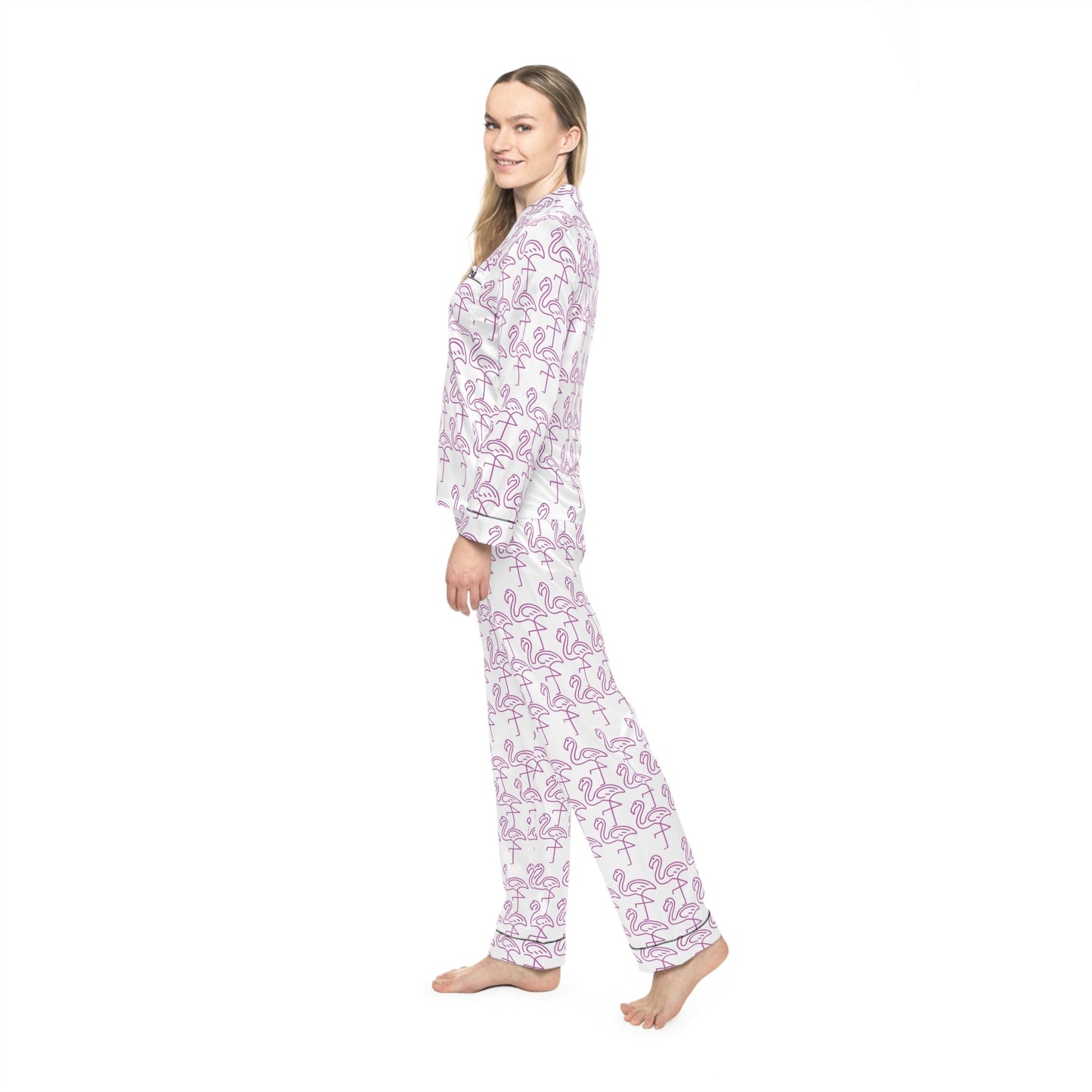 Flamingo Satin customised Pajamas SetAll Over Prints