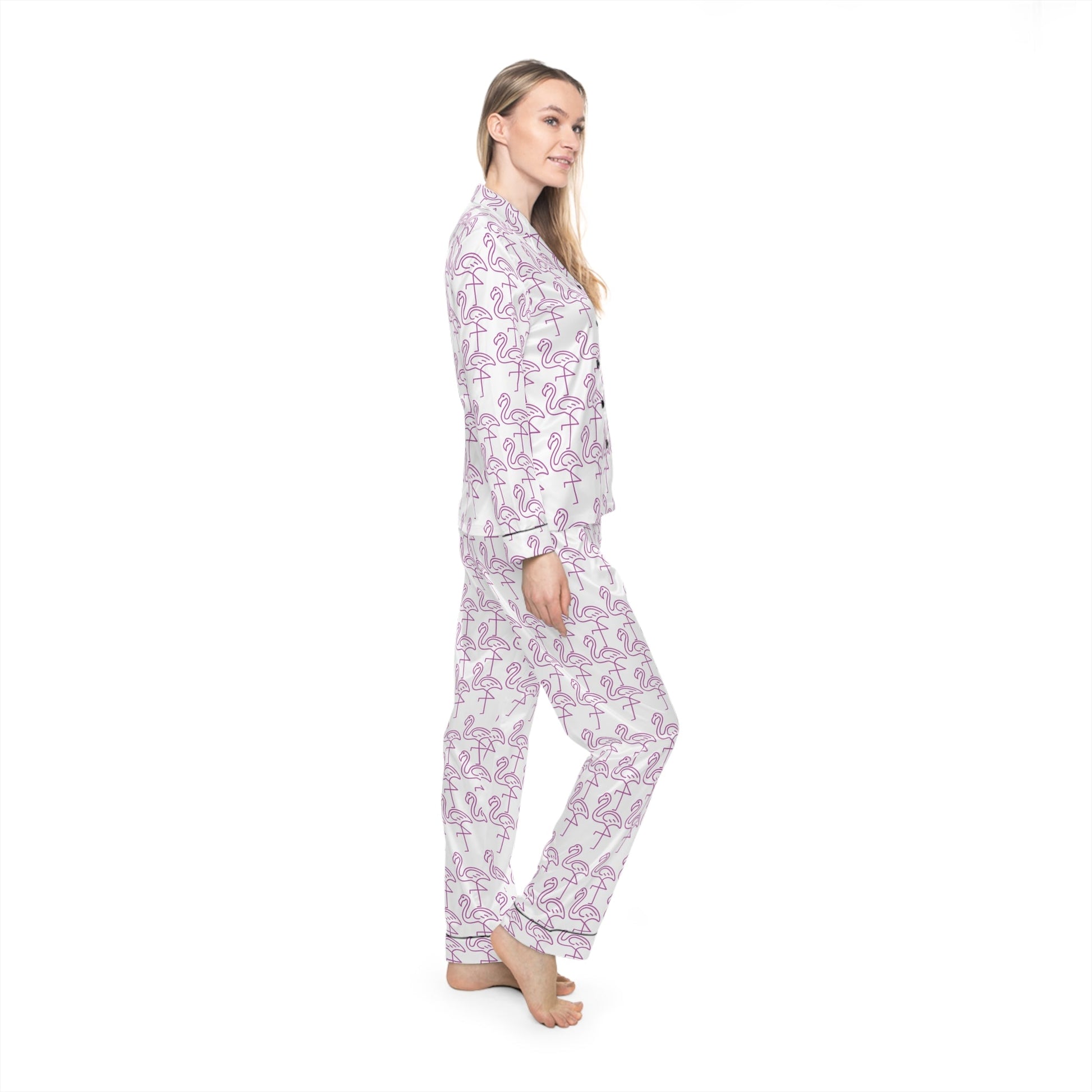 Flamingo Satin customised Pajamas SetAll Over Prints