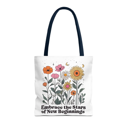 Floral 'Embrace the Stars of New Beginnings' Tote Bag — Boho Sunflower & Daisy Garden ToteBags