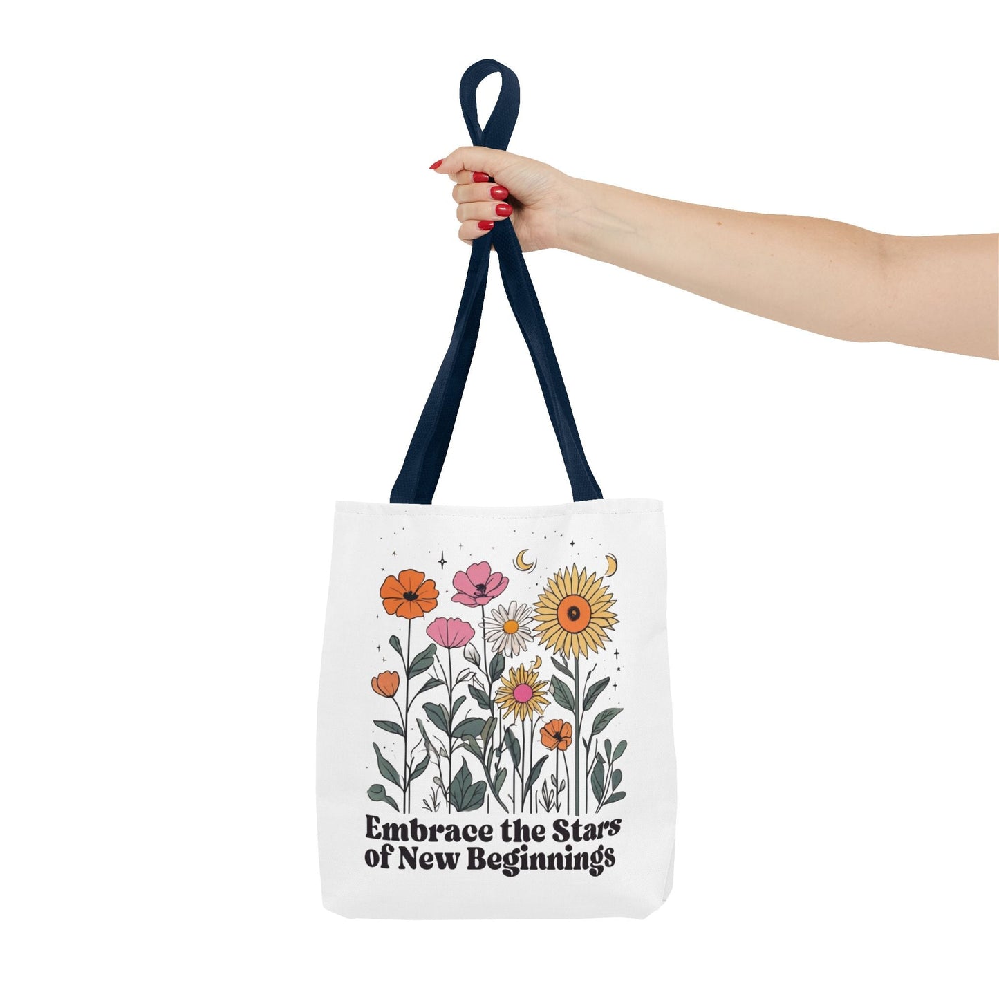 Floral 'Embrace the Stars of New Beginnings' Tote Bag — Boho Sunflower & Daisy Garden ToteBags
