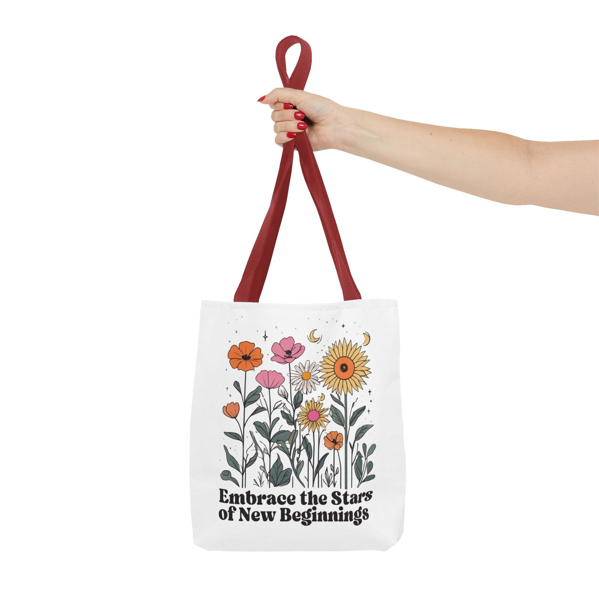 Floral 'Embrace the Stars of New Beginnings' Tote Bag — Boho Sunflower & Daisy Garden ToteBags