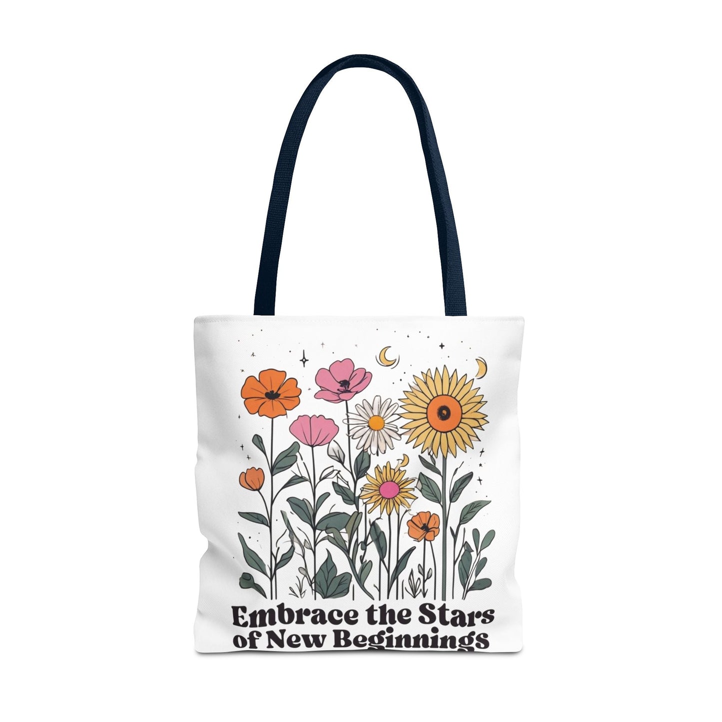 Floral 'Embrace the Stars of New Beginnings' Tote Bag — Boho Sunflower & Daisy Garden ToteBags