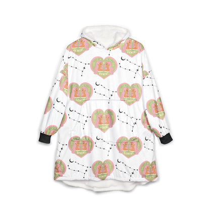 Gemini Cosmic Love Unisex Hooded Blanket | Soft Cozy Wearable ThrowAll Over Prints