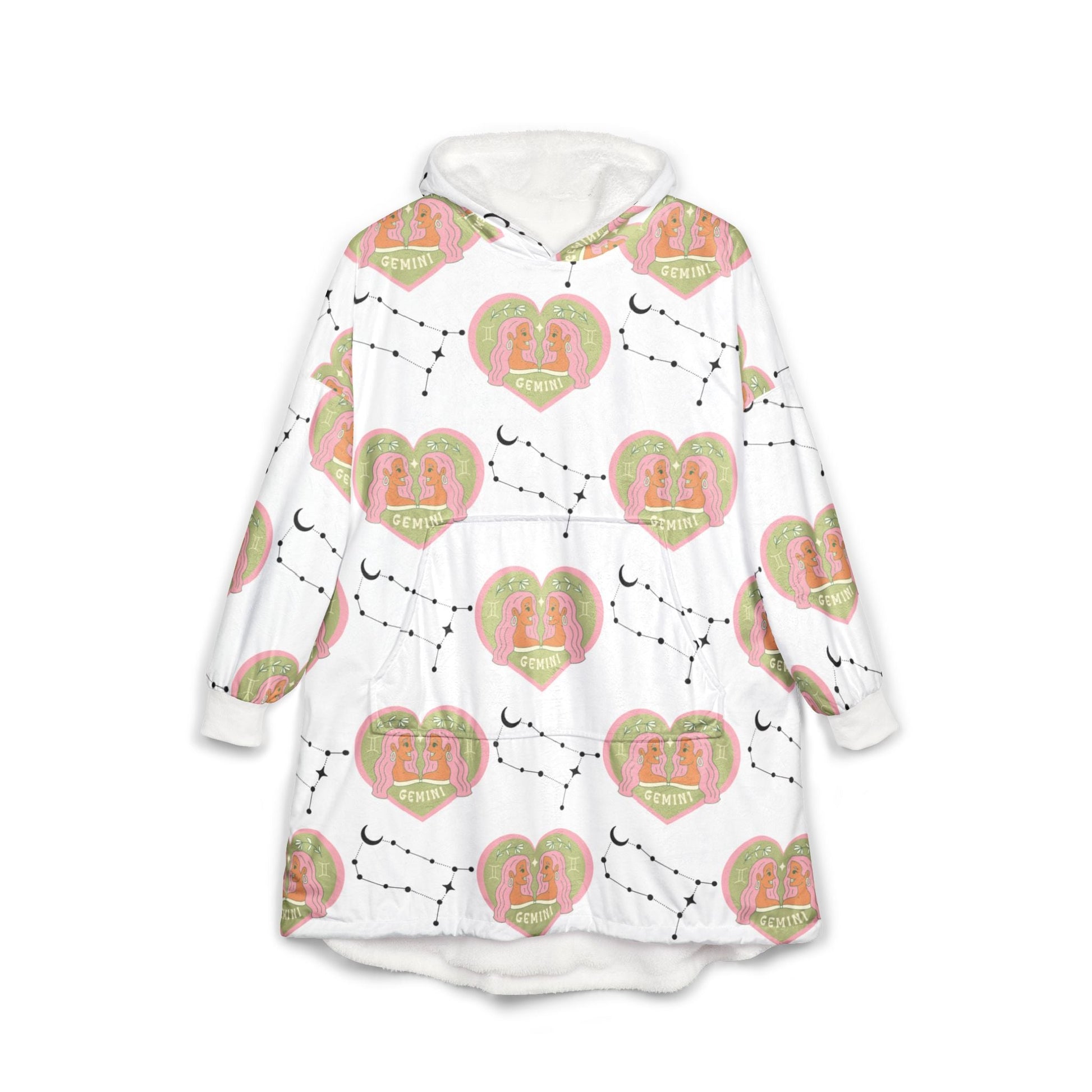 Gemini Cosmic Love Unisex Hooded Blanket | Soft Cozy Wearable ThrowAll Over Prints