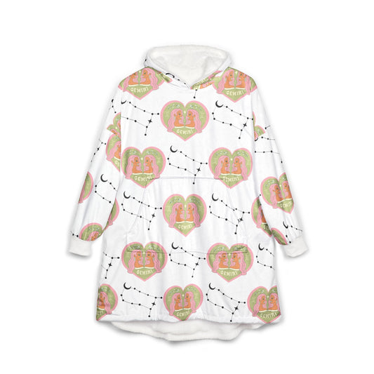 Gemini Cosmic Love Unisex Hooded Blanket | Soft Cozy Wearable ThrowAll Over Prints