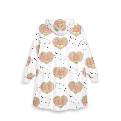 Gemini Cosmic Love Unisex Hooded Blanket | Soft Cozy Wearable ThrowAll Over Prints