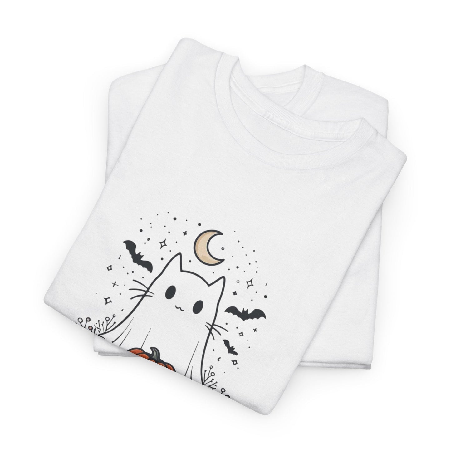 Halloween Unisex Tee with Small White Dog on Jack-O-Lantern