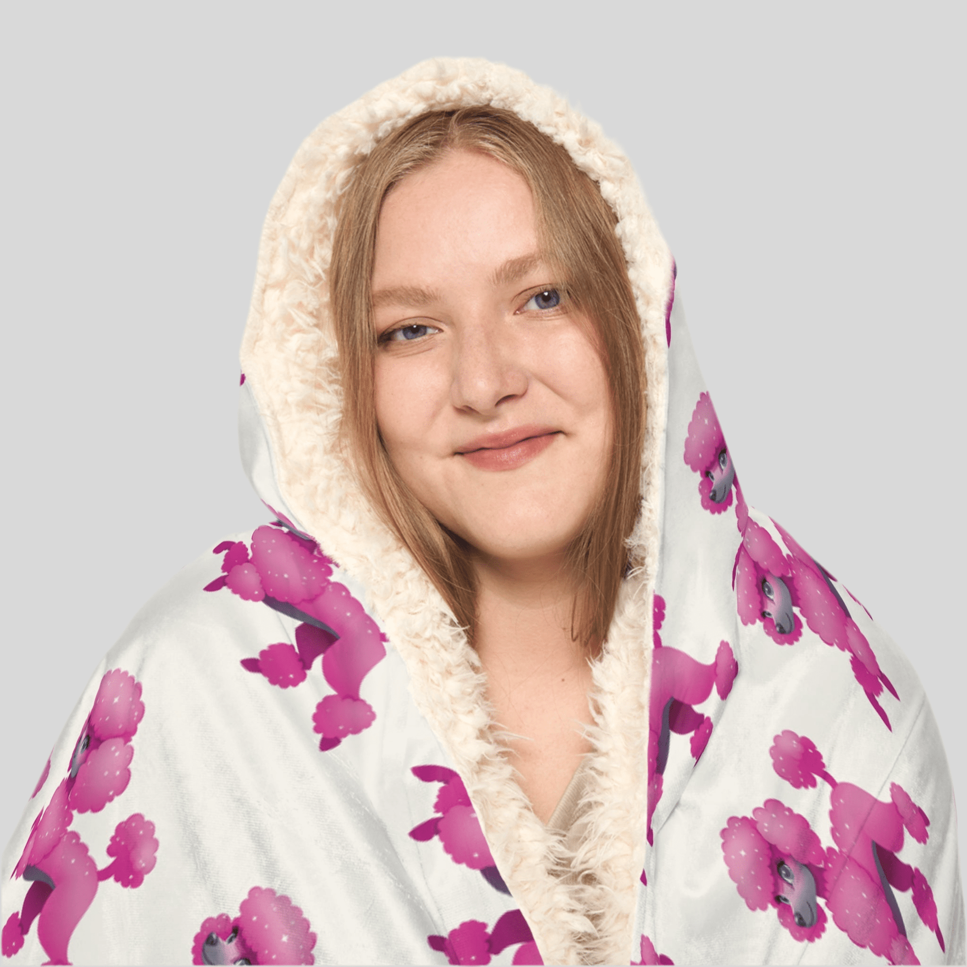 Hooded Snuggle Blanket - Cute Pink Dog PatternAll Over Prints