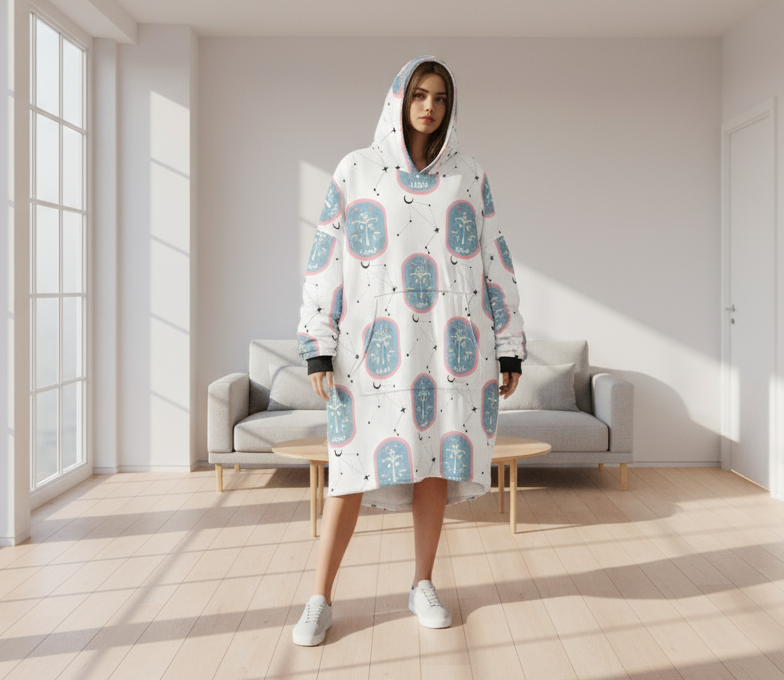 Lady wearing Libra Comfort Unisex Hooded Blanket | Cozy Throw for winter