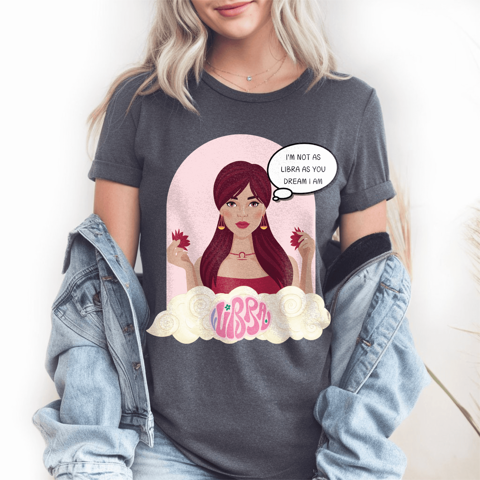 Libra Zodiac comic graphic Cotton TshirtT-Shirt