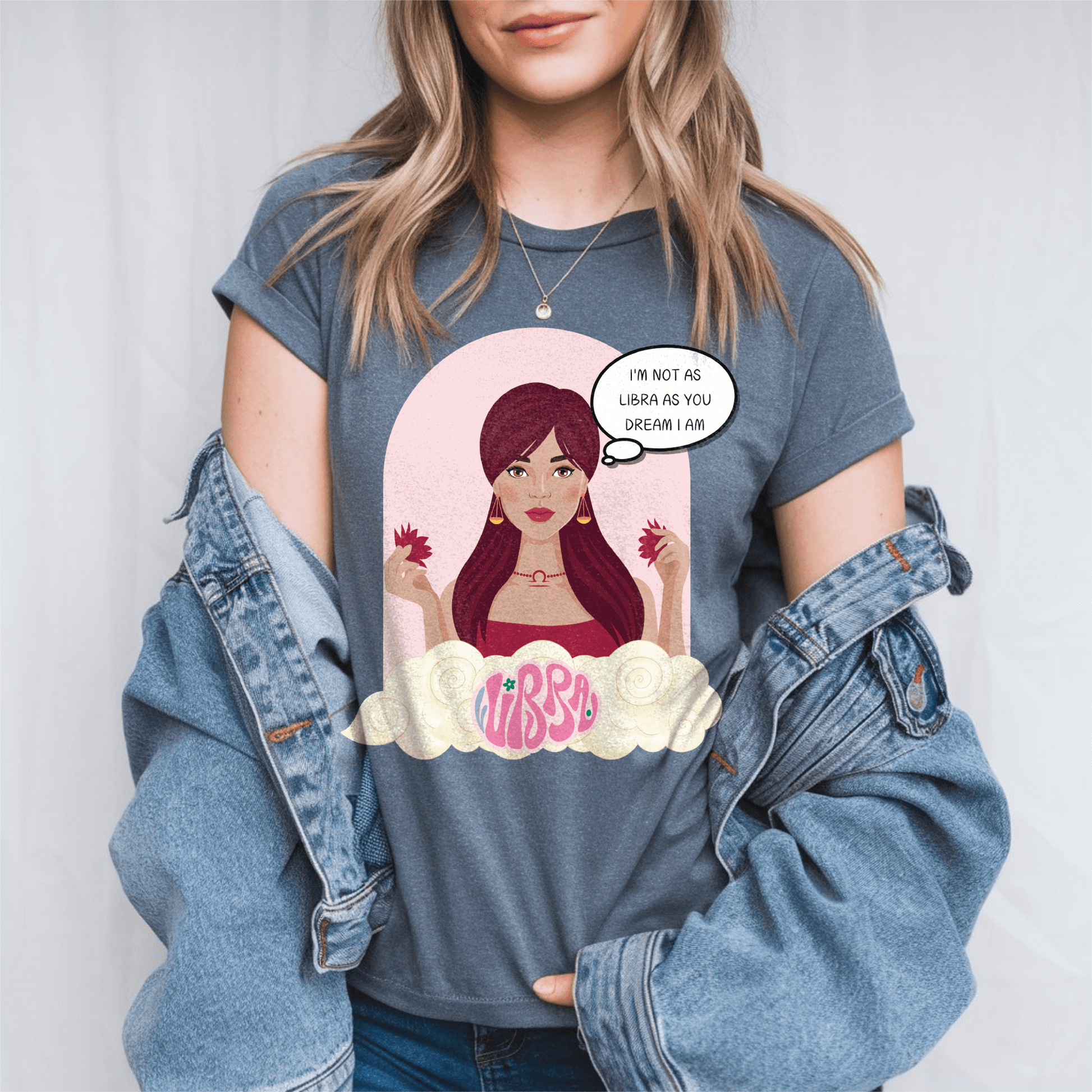 Libra Zodiac comic graphic Cotton TshirtT-Shirt