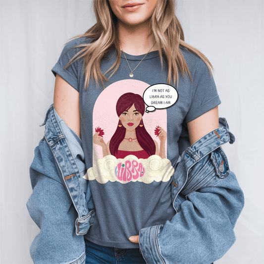 Libra Zodiac comic graphic Cotton TshirtT-Shirt
