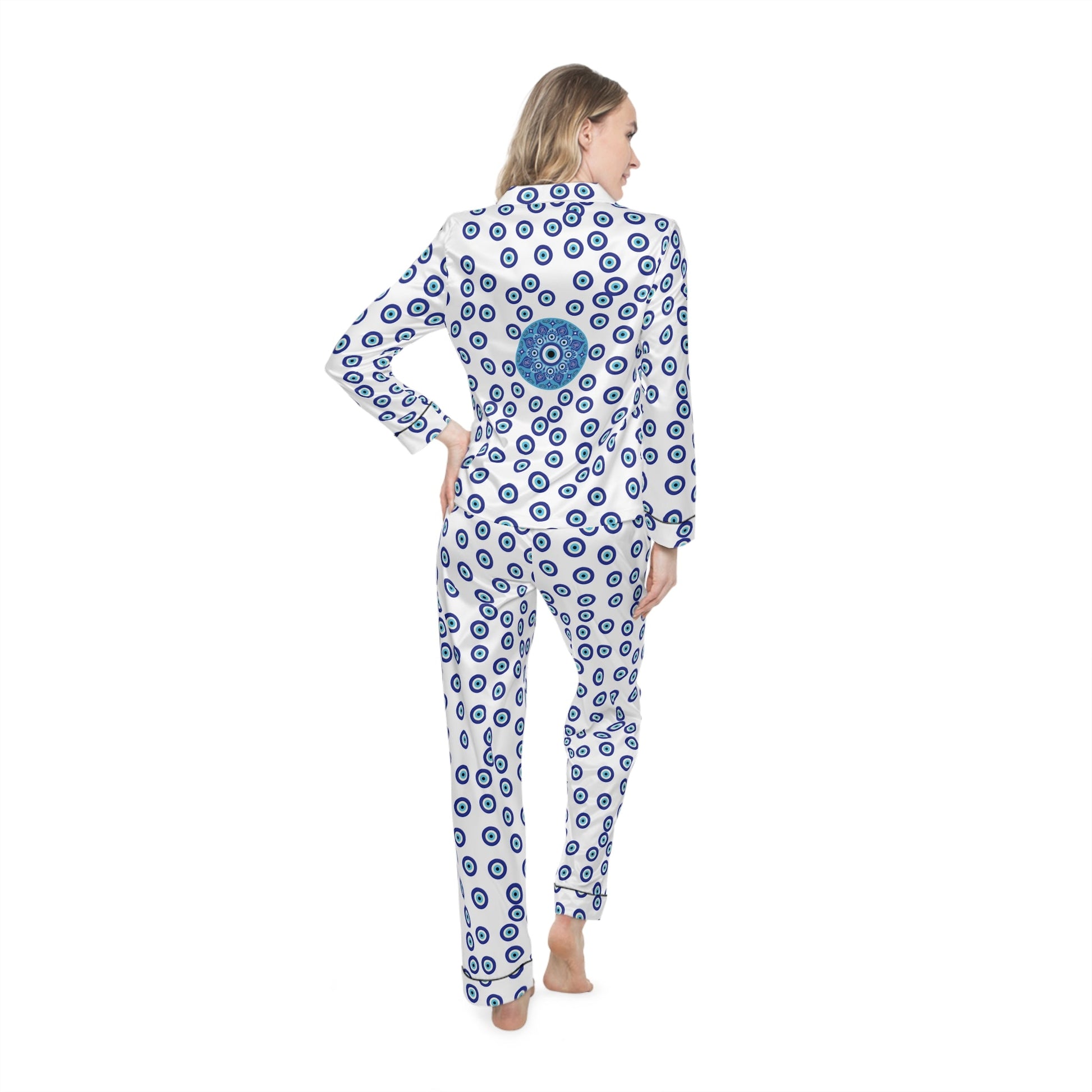 Mandala Evil Eye Luxury Satin Customised Pyjama SetAll Over Prints