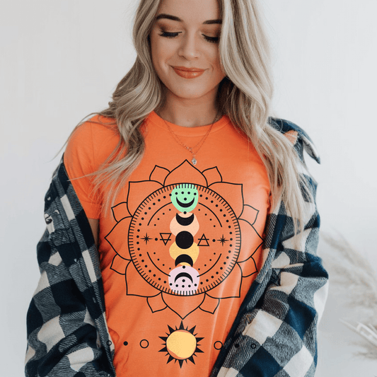 Moon Phase Mandala Sun TShirtT-Shirt