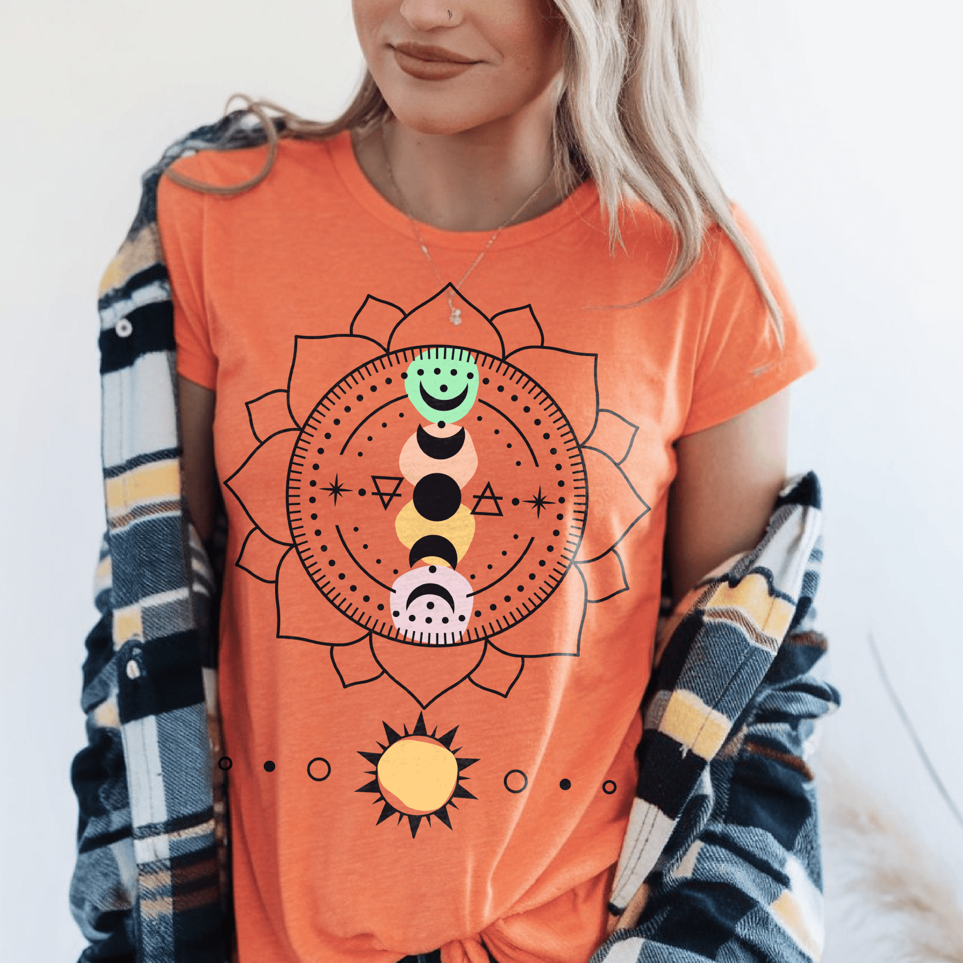 Moon Phase Mandala Sun TShirtT-Shirt