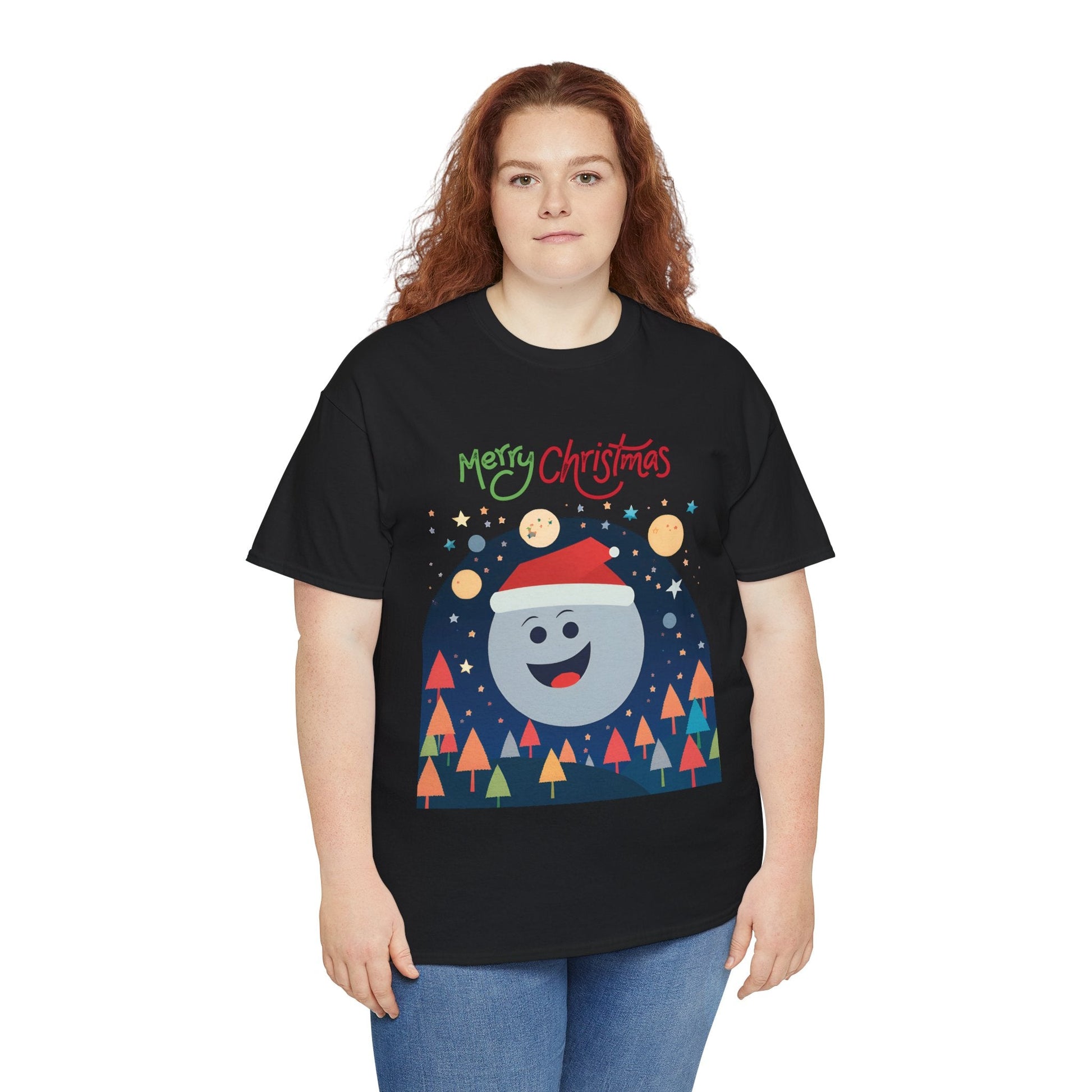 Moon with Santa hat Christmas tree shirtT-Shirt