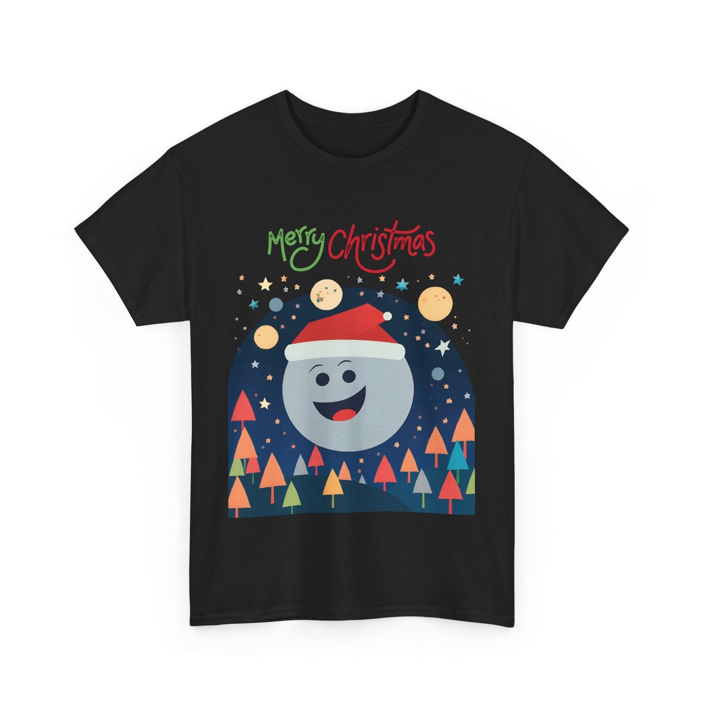 Moon with Santa hat Christmas tree shirtT-Shirt