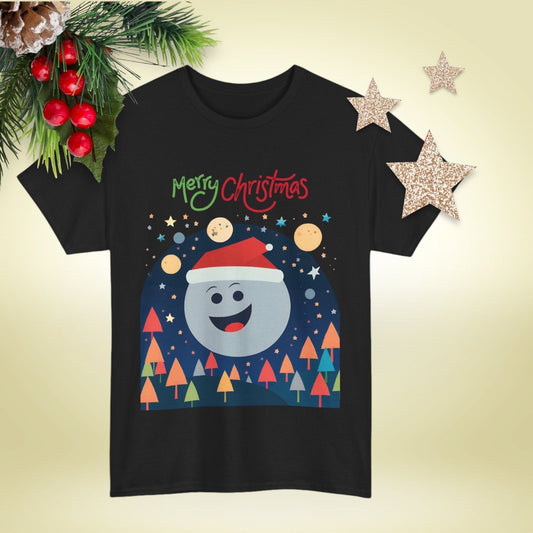 Moon with Santa hat Christmas tree shirtT-Shirt