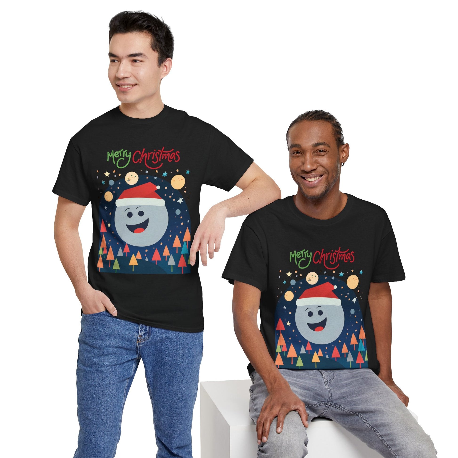 Moon with Santa hat Christmas tree shirtT-Shirt