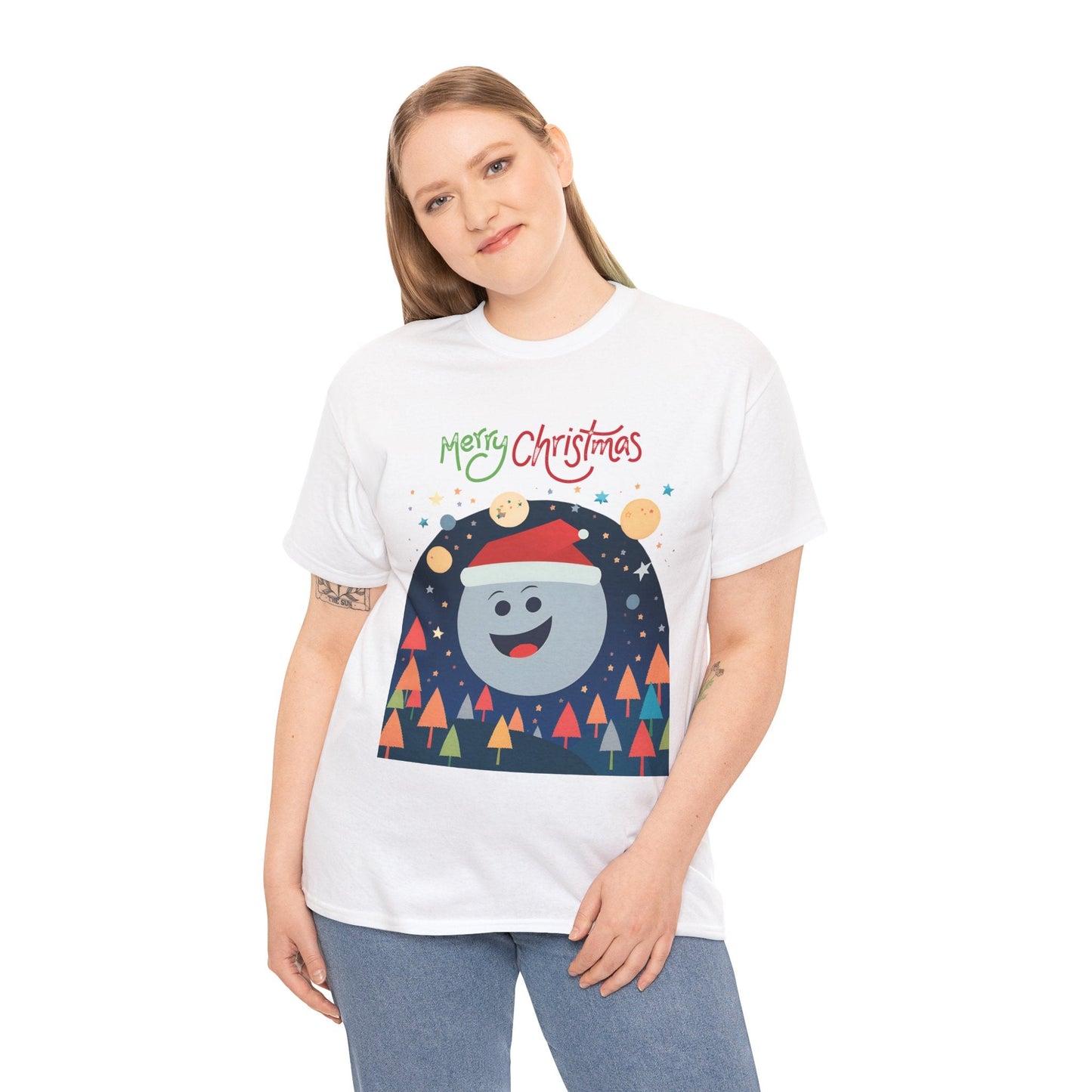 Moon with Santa hat Christmas tree shirtT-Shirt