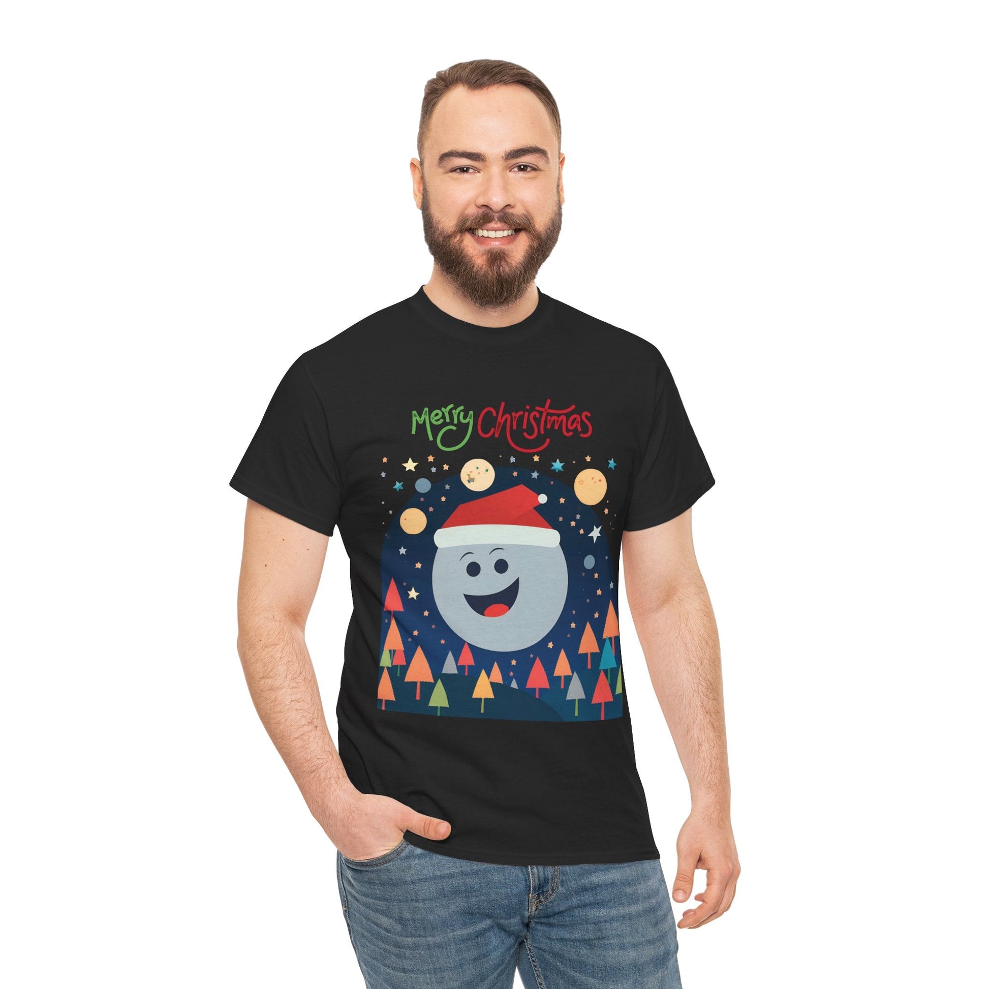 Moon with Santa hat Christmas tree shirtT-Shirt