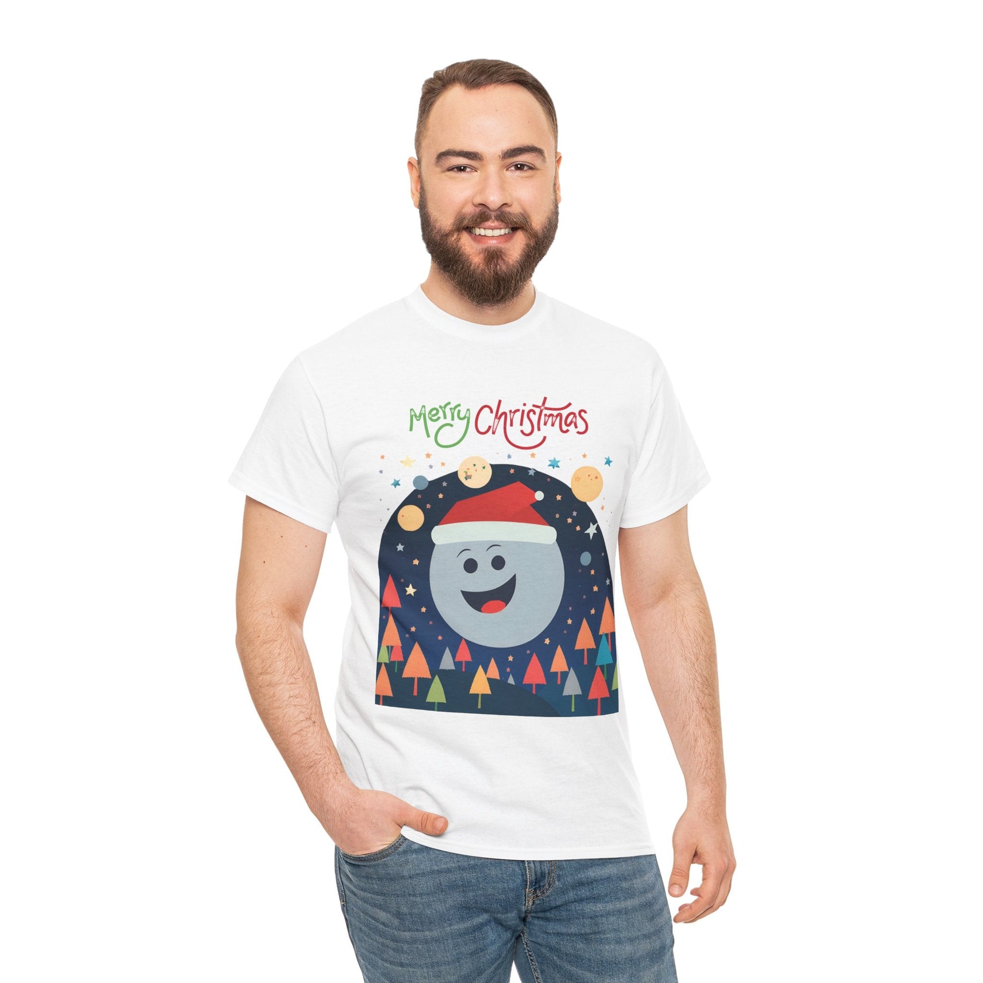 Moon with Santa hat Christmas tree shirtT-Shirt