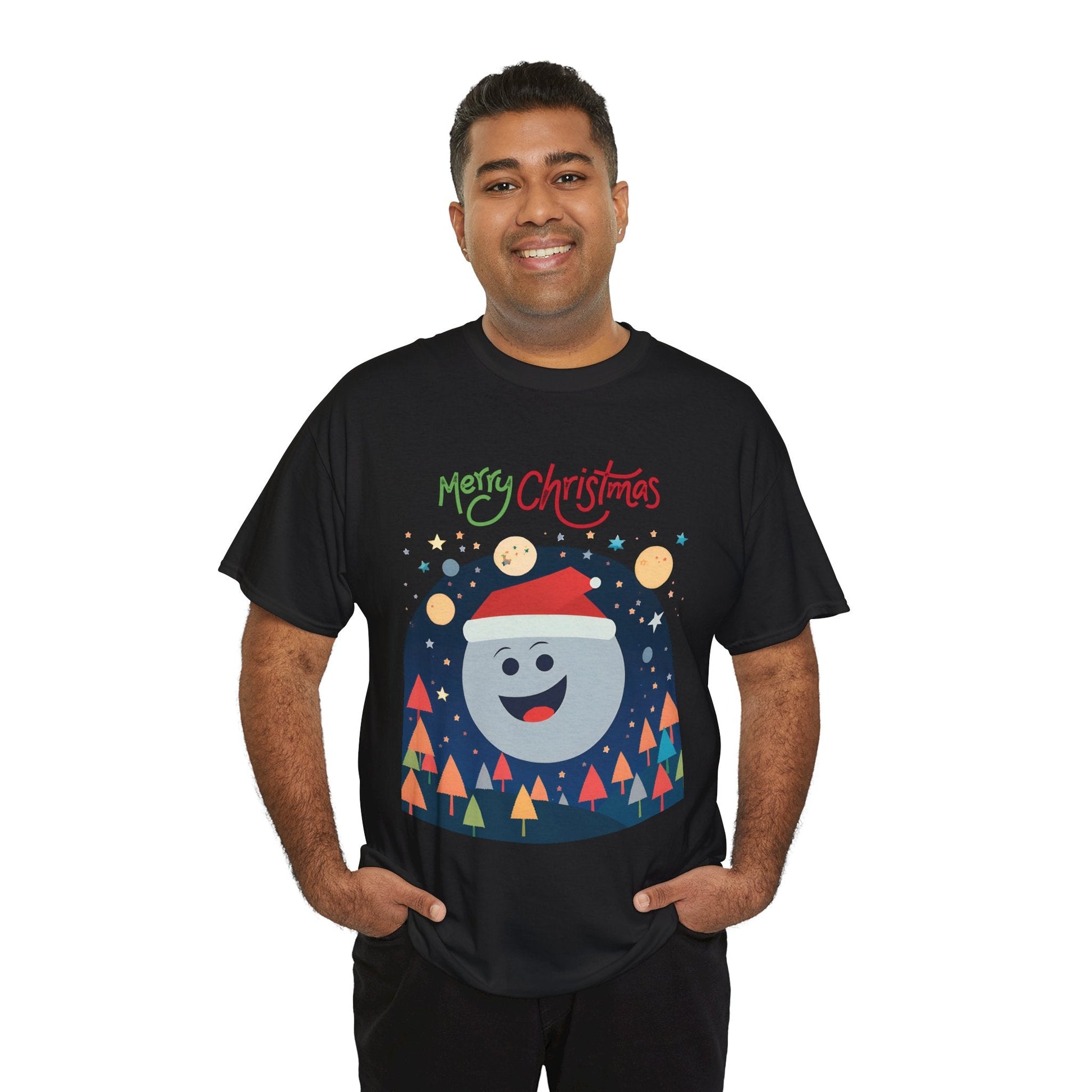 Moon with Santa hat Christmas tree shirtT-Shirt