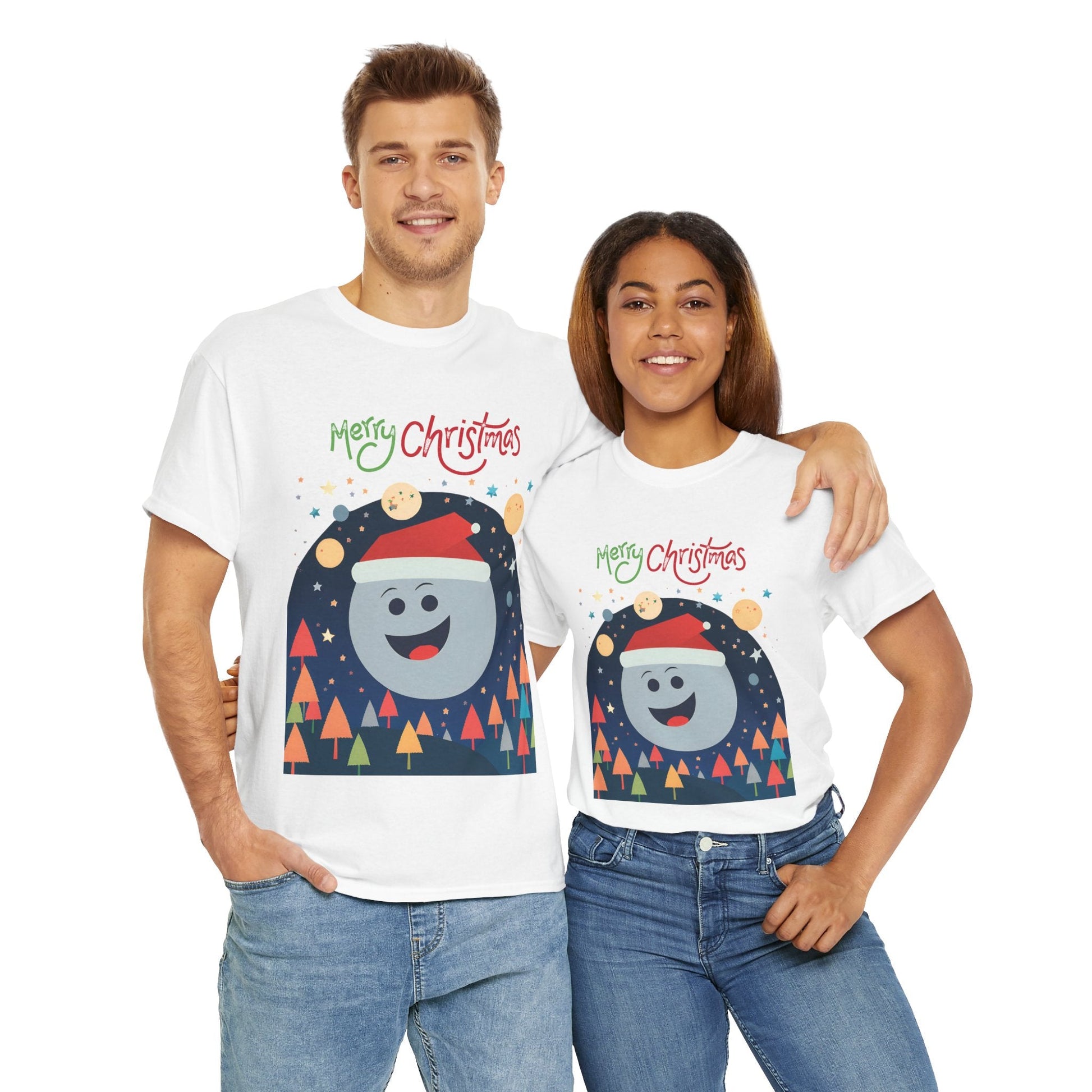 Moon with Santa hat Christmas tree shirtT-Shirt