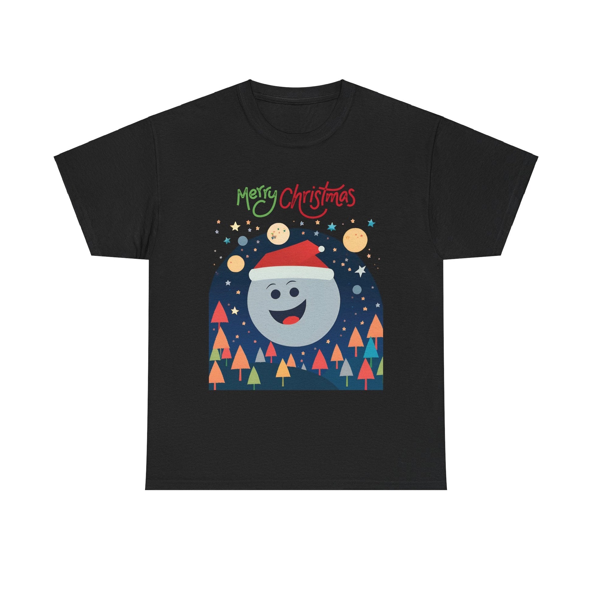 Moon with Santa hat Christmas tree shirtT-Shirt