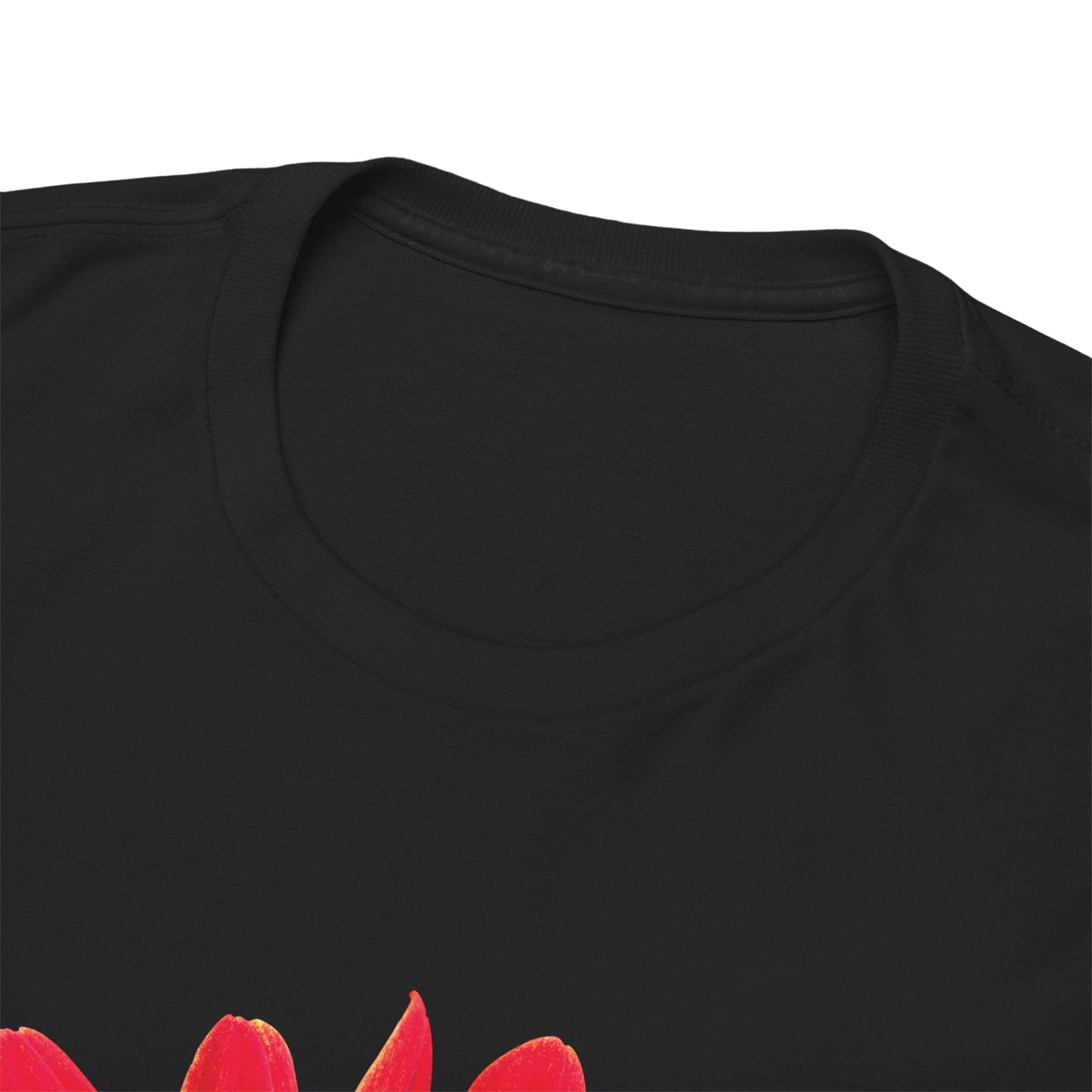 Sagittarius zodiac cotton tee features a cute girl surrounded by red flowers