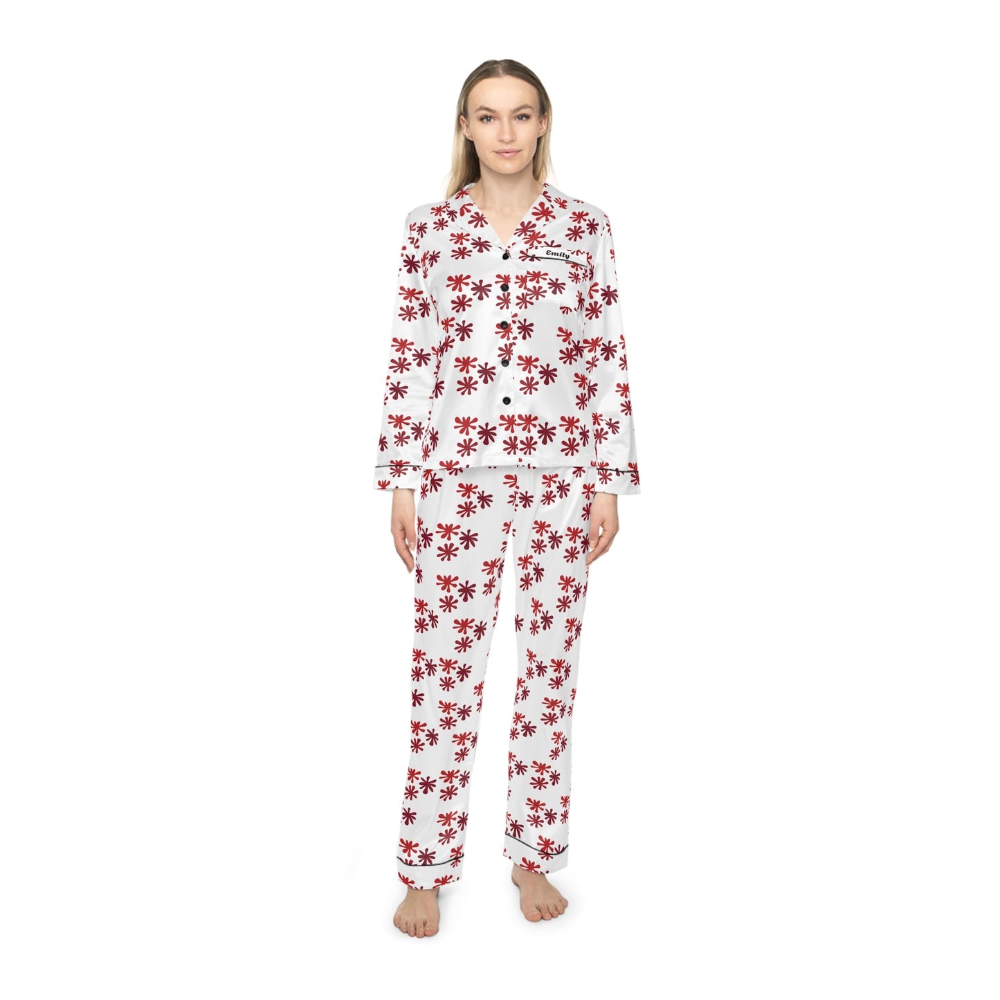 Satin Customised Pyjamas Set with Paintball red splatterAll Over Prints