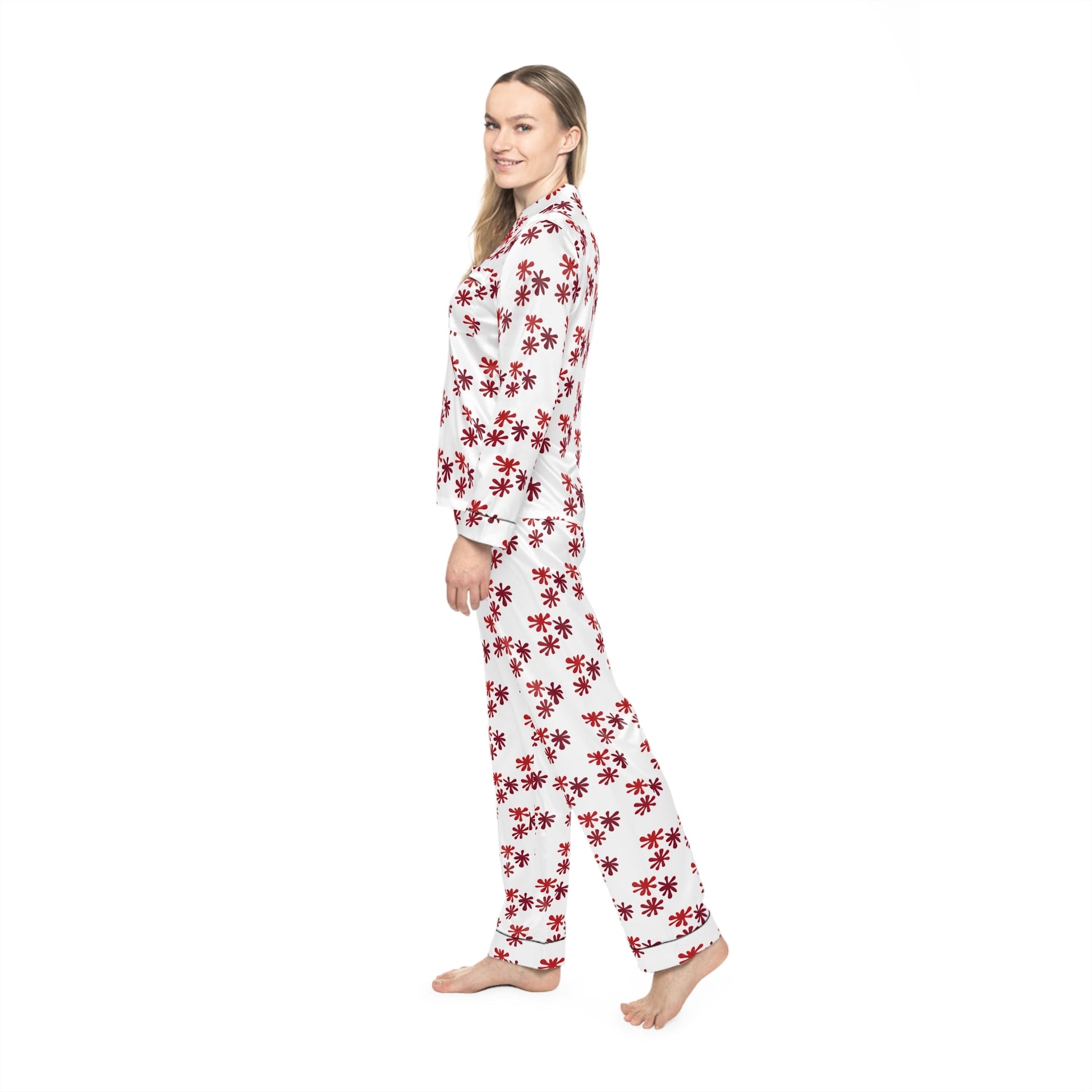 Satin Customised Pyjamas Set with Paintball red splatterAll Over Prints