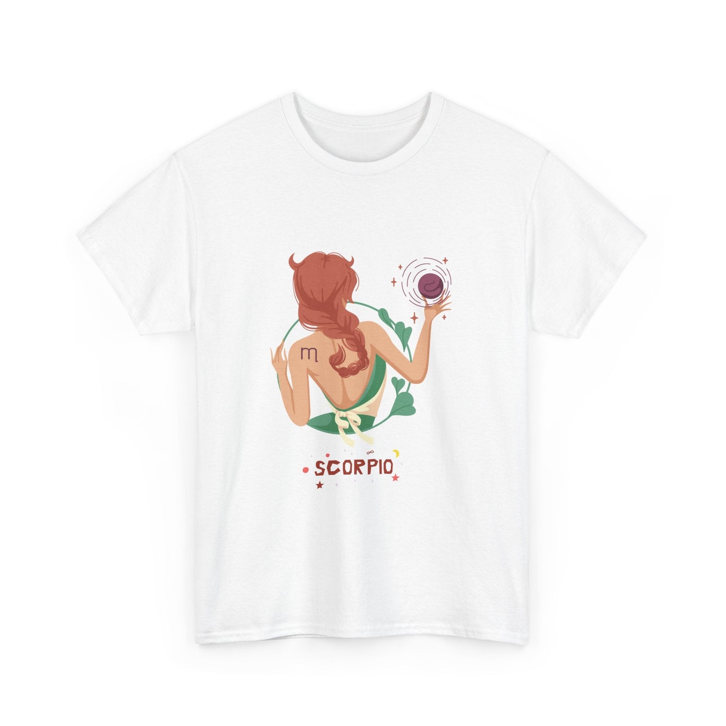 1. A fashionable t-shirt that highlights a woman happily holding a scorpio star making it an excellent choice for astronomy aficionados and casual outings.

2. A contemporary t-shirt design that features a woman with star sign capturing the essence of relaxation and enjoyment.